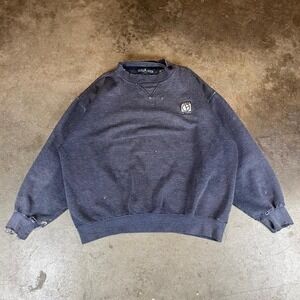 Vintage 2000 La Costa navy waffle knit sweatshirt with distressed hem men large